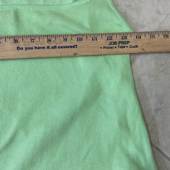 Free People Movement Throw and Go Tank Top M lime sq. Neck ribbed rounded hem - Picture 7 of 9